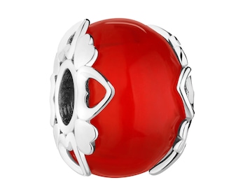 Zawieszka srebrna beads ze szkłem murano - serca