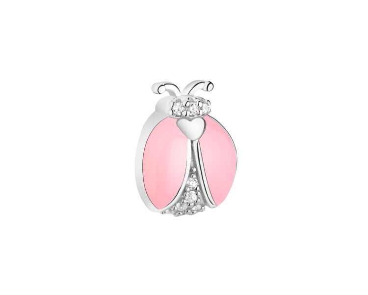 Stříbrný přívěsek Beads se zirkony a smaltem - beruška