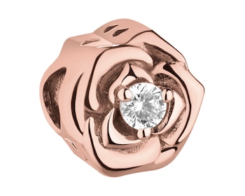 Zawieszka srebrna beads z cyrkoniami - róża