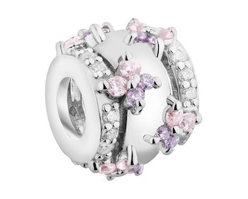 Zawieszka srebrna beads z cyrkoniami - motyle