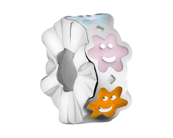 Zawieszka srebrna beads dla dziecka - stoper - z emalią