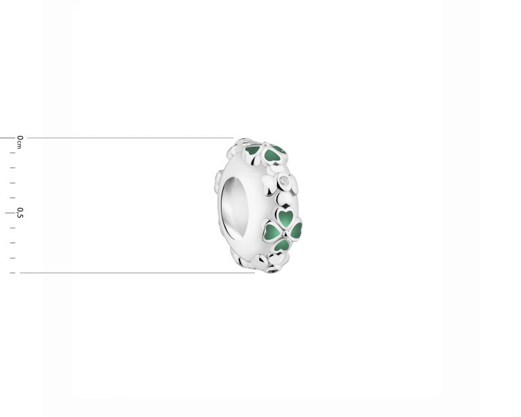 Zawieszka srebrna z emalią beads dla dziecka - stoper - koniczyna