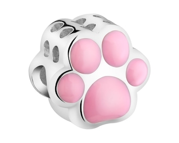 Zawieszka srebrna beads dla dziecka z emalią - łapka