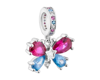 Zawieszka srebrna beads z cyrkoniami - motyl