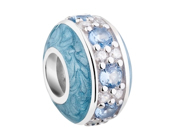 Zawieszka srebrna beads z cyrkoniami i emalią