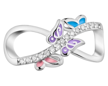 Zawieszka srebrna beads z cyrkoniami - motyl, nieskończoność