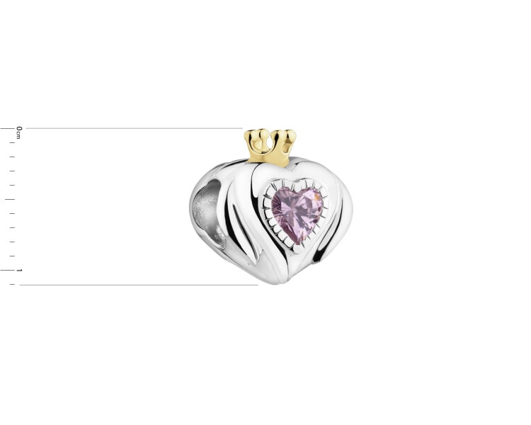 Rhodium-Plated Silver, Gold-Plated Silver Pendant with Cubic Zirconia