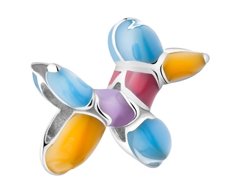 Zawieszka srebrna beads dla dzieci z emalią - piesek