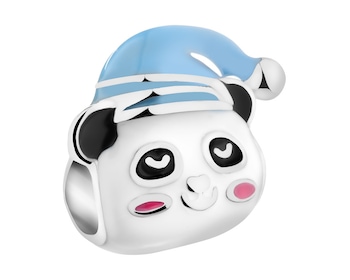 Zawieszka srebrna beads dla dzieci z emalią - miś