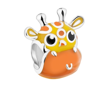 Zawieszka srebrna beads dla dziecka z emalią - żyrafa