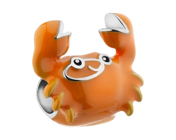 Zawieszka srebrna beads dla dziecka z emalią - krab