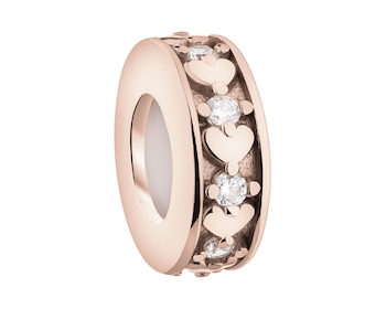 Zawieszka srebrna beads - stoper - z cyrkoniami - serce