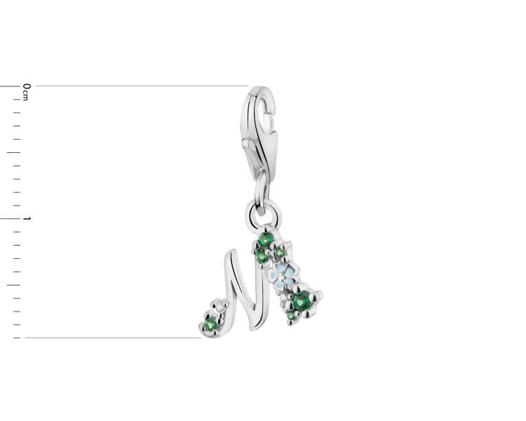 Rhodium Plated Silver Pendant with Cubic Zirconia