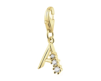 Zawieszka srebrna charms z cyrkoniami - litera A