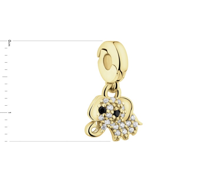 Pozlacený stříbrný přívěsek New Charms se zirkony - slon