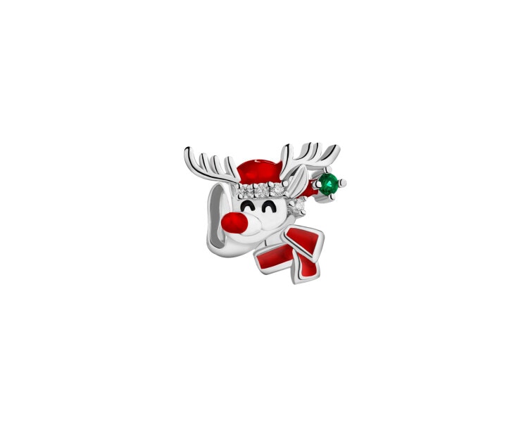 Stříbrný přívěsek Beads se zirkony a smaltem - sob, Vánoce