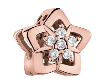 Zawieszka srebrna beads z cyrkoniami - śnieżynka