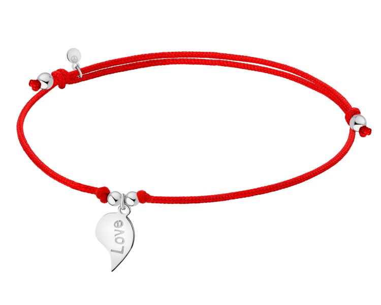 Srebrne bransoletki dla par - komplet - serce, love