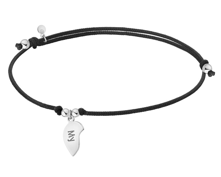 Srebrne bransoletki dla par - komplet - serce, love