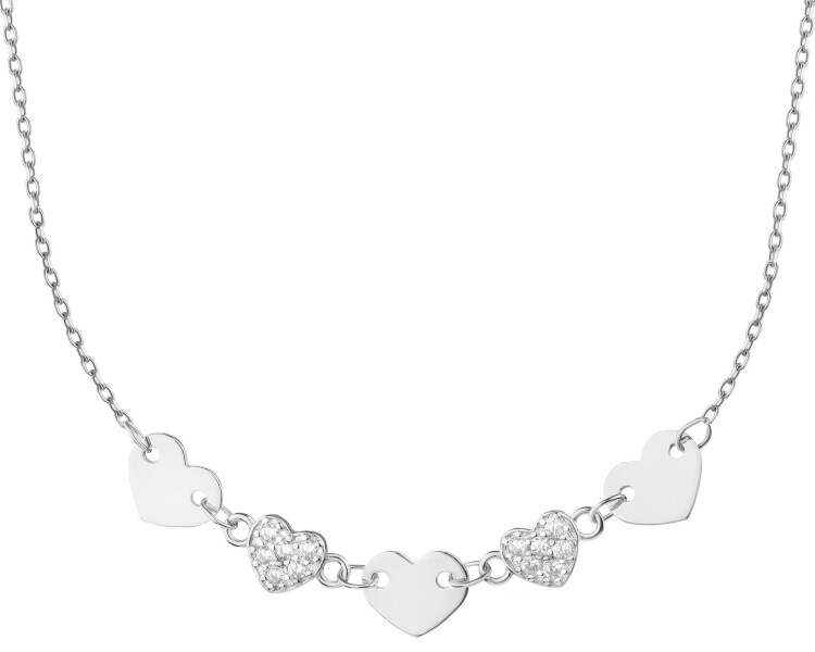 Stříbrný náhrdelník se zirkony - srdce