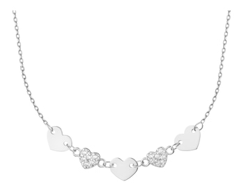 Naszyjnik srebrny z cyrkoniami - serca