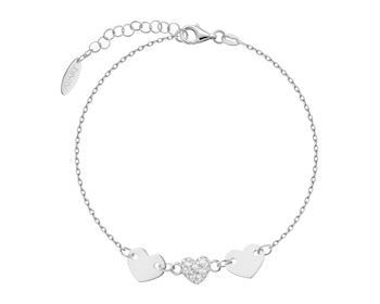 Bransoletka srebrna z cyrkoniami - serca