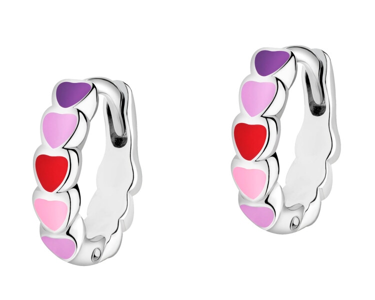 Kolczyki srebrne z emalią - serca