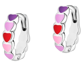 Kolczyki srebrne z emalią - serca