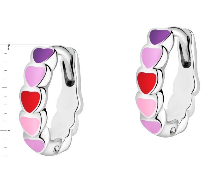 Kolczyki srebrne z emalią - serca
