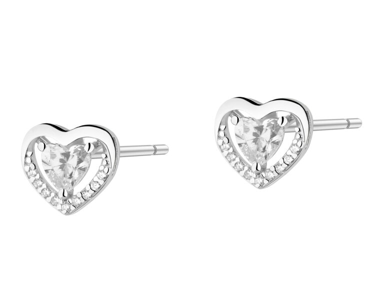 Kolczyki srebrne z cyrkoniami - serca