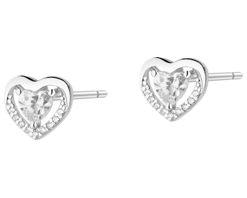 Kolczyki srebrne z cyrkoniami - serca