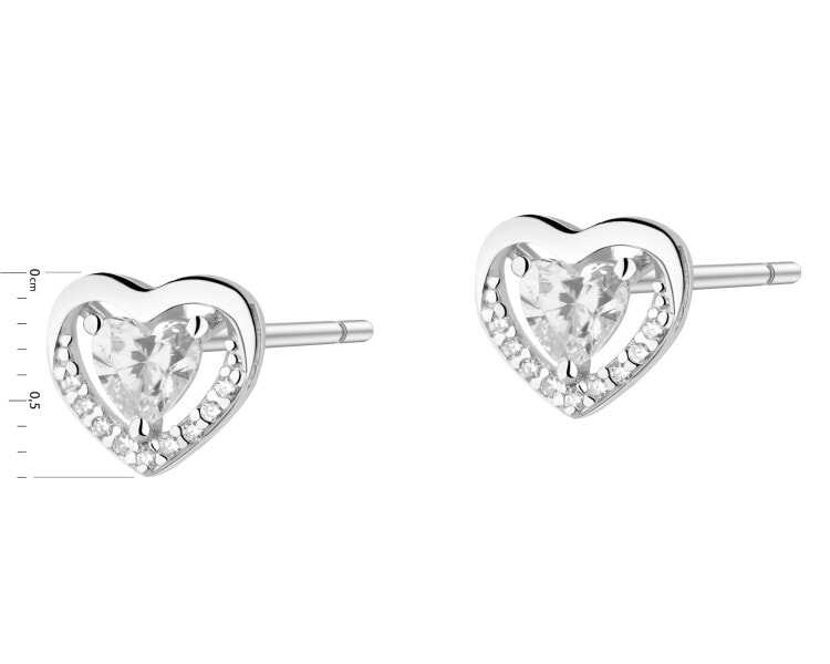 Kolczyki srebrne z cyrkoniami - serca