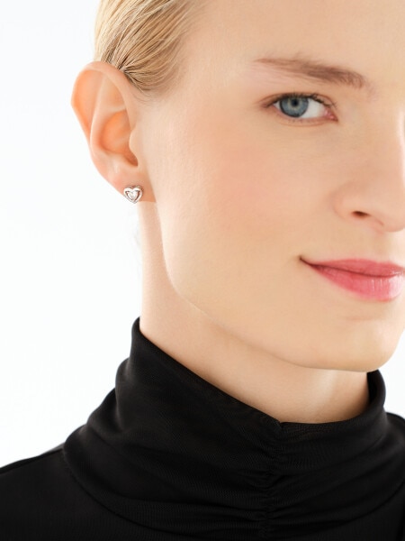 Kolczyki srebrne z cyrkoniami - serca