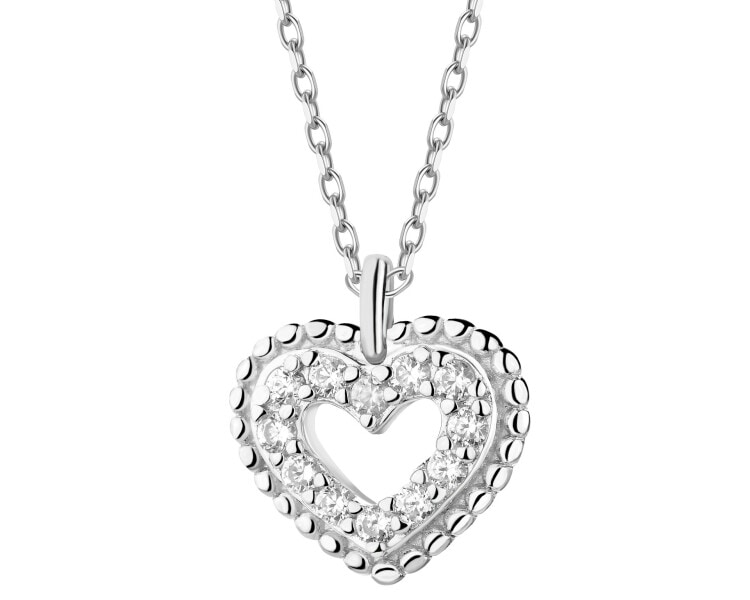 Stříbrný náhrdelník se zirkony - srdce