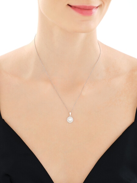 Rhodium Plated Silver Pendant with Pearl