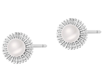 Kolczyki srebrne z perłami i cyrkoniami