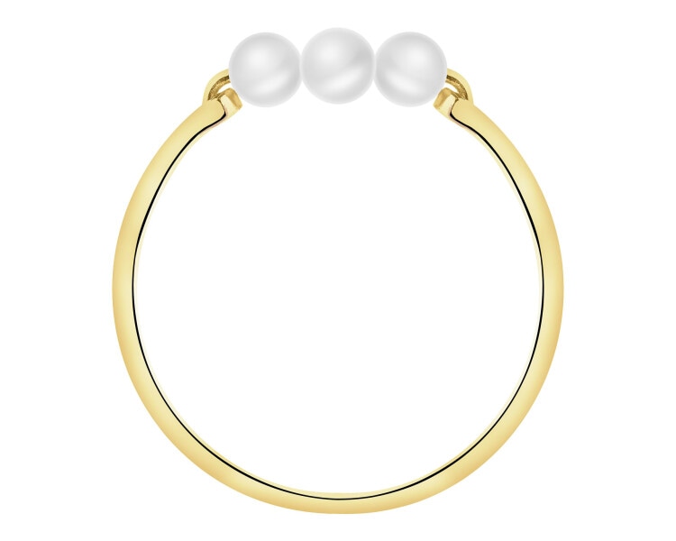 Złoty pierścionek z perłami