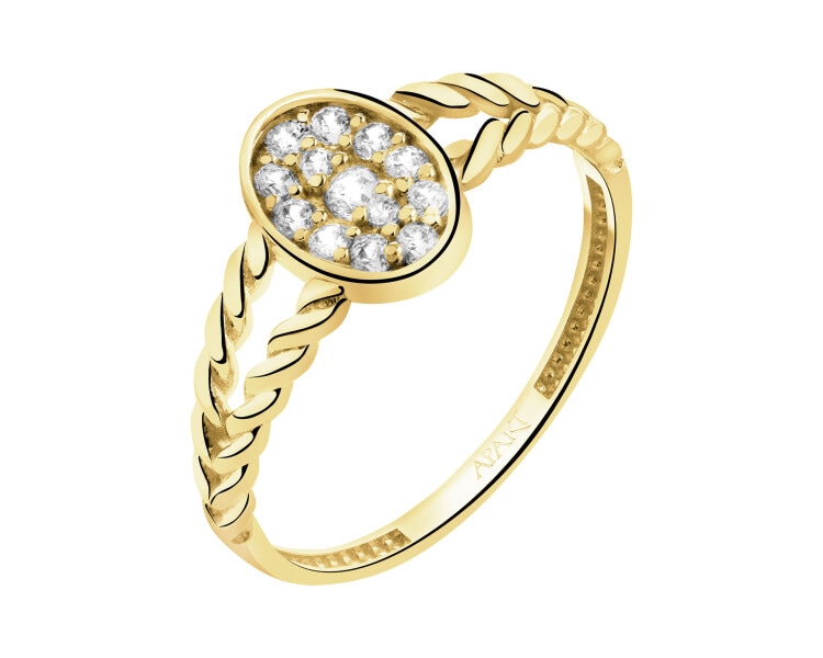 Złoty pierścionek z cyrkoniami