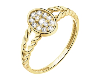 Złoty pierścionek z cyrkoniami