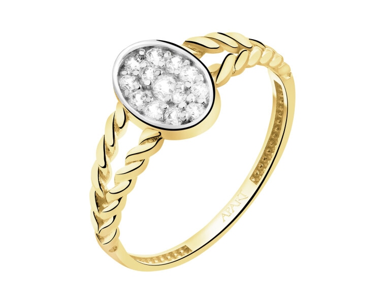 Złoty pierścionek z cyrkoniami