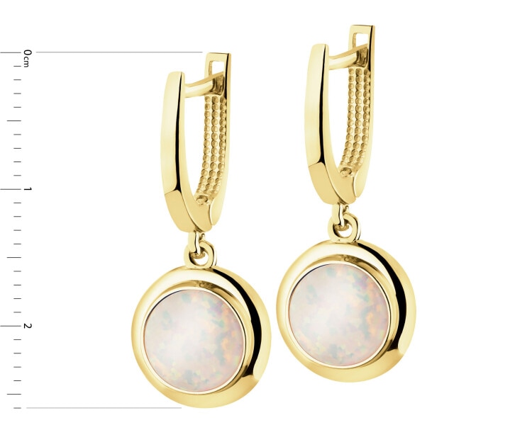 14 K Yellow Gold Dangling Earring with Opalite