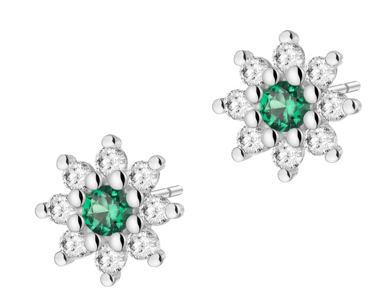 Kolczyki srebrne z cyrkoniami - kwiaty