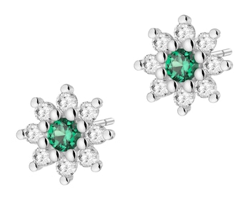 Kolczyki srebrne z cyrkoniami - kwiaty