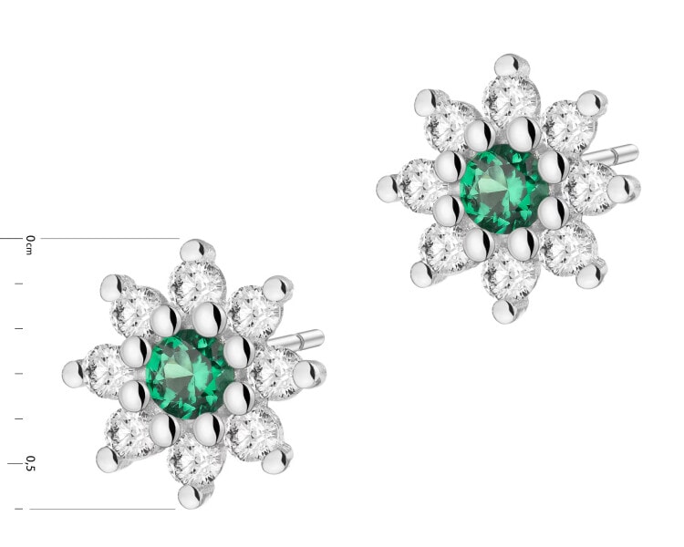 Stříbrné náušnice se zirkony - květy