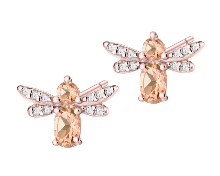 Kolczyki srebrne z cyrkoniami - pszczółki