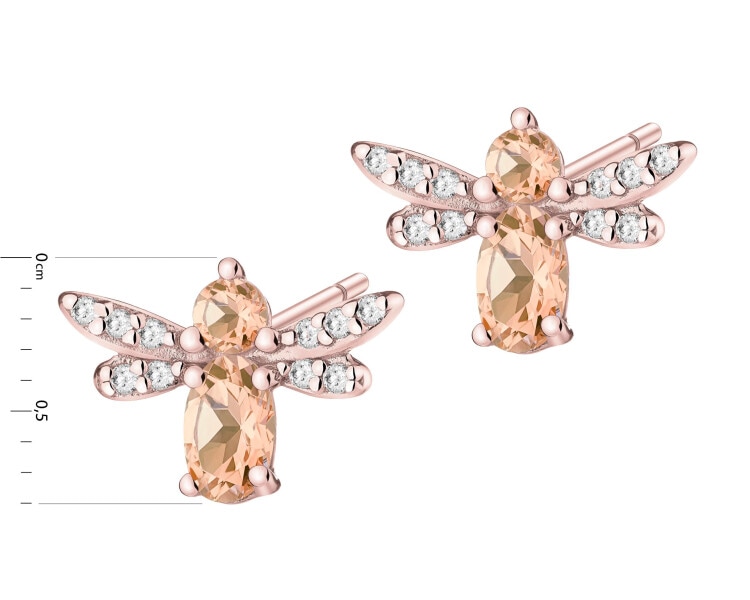 Gold Plated Siilver/Rose-Coloured Earrings with Cubic Zirconia