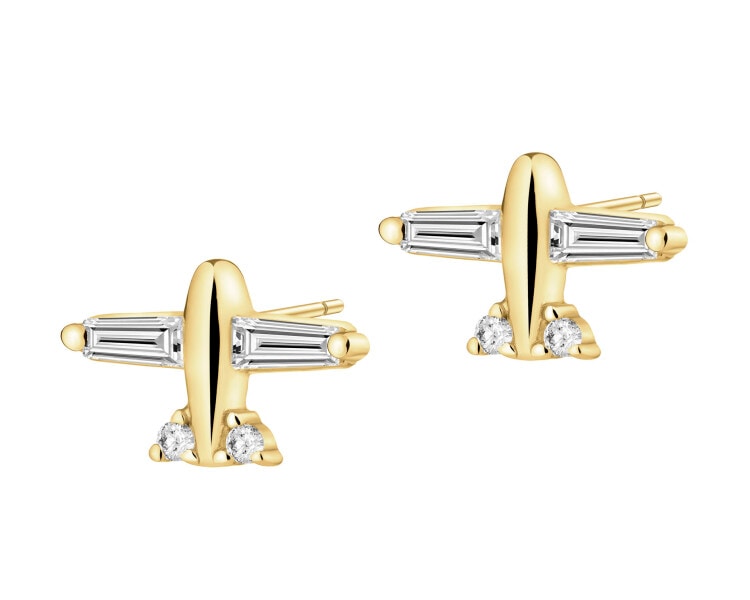 Kolczyki srebrne z cyrkoniami - samoloty