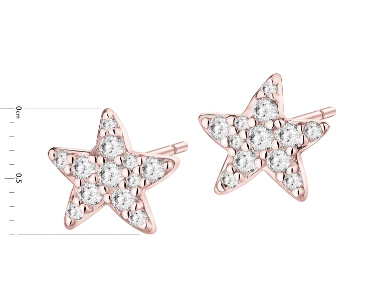 Pozlacené stříbrné náušnice se zirkony - hvězdy