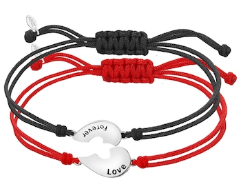 Srebrne bransoletki dla par - komplet - serce, love