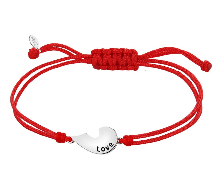 Srebrne bransoletki dla par - komplet - serce, love